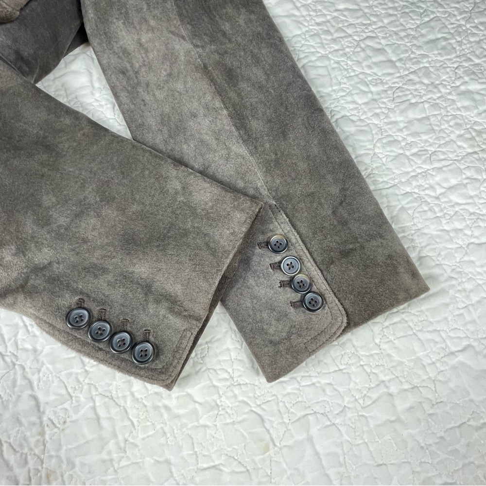 🔥Y2K Ann Taylor Brown Chocolate Suede Blazer 100% Leather Preppy Jacket Women 14 - Picture 9 of 16